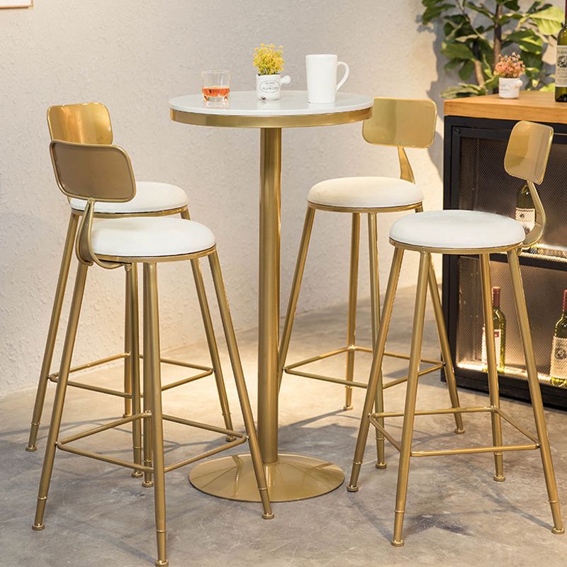 Artificial Marble Bar Table Glam Style Gold Base Bistro Table for Coffee Shop