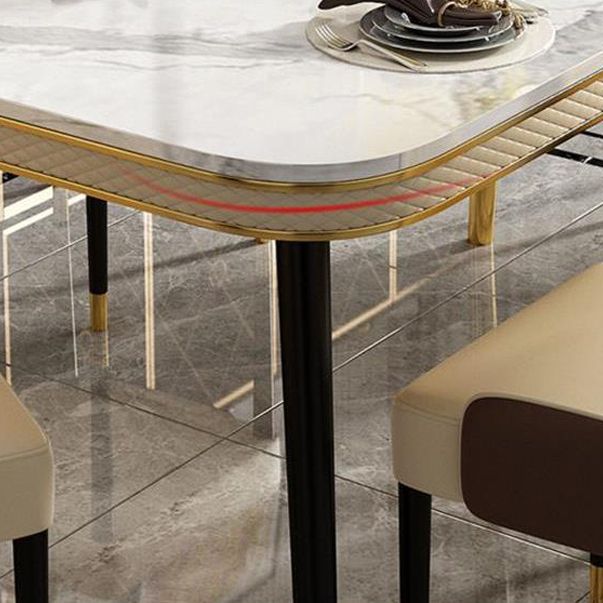 Traditional Luxury Dining Table Rectangle 4 Legs Dining Table for Living Room