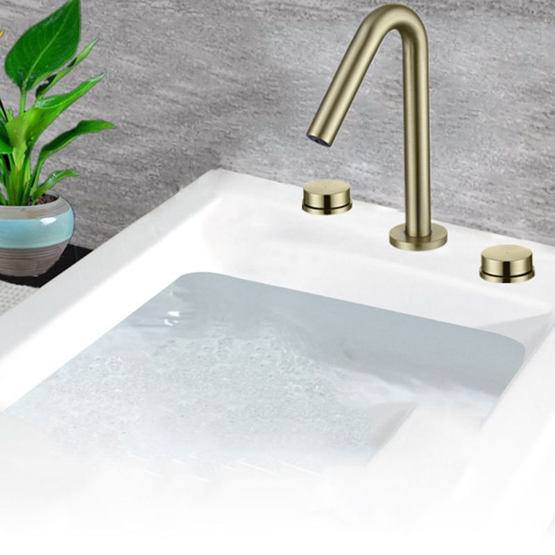 Glam Brass Widespread Bathroom Faucet 3 Hole Circular Vanity Faucet