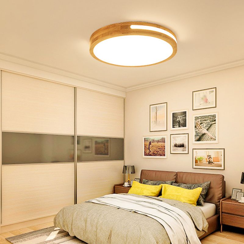 Luce del soffitto a sfioramento del legno rotondo moderno a 1 lutto a rullo a filo montato in marrone