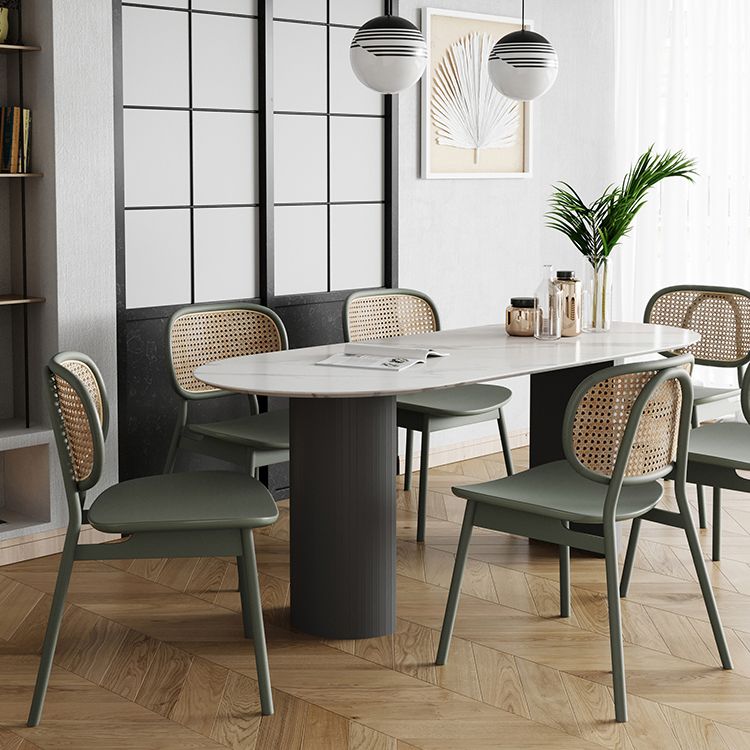 Tavolo da pranzo a doppio piedistallo ovale tavolo da dinette in stile contemporaneo