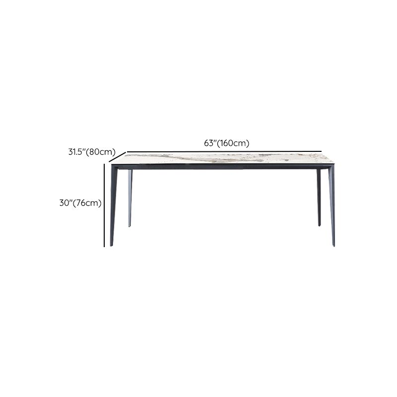 Industrial Rectangle Stone Dining Table Metal 4 Legs Dining Table