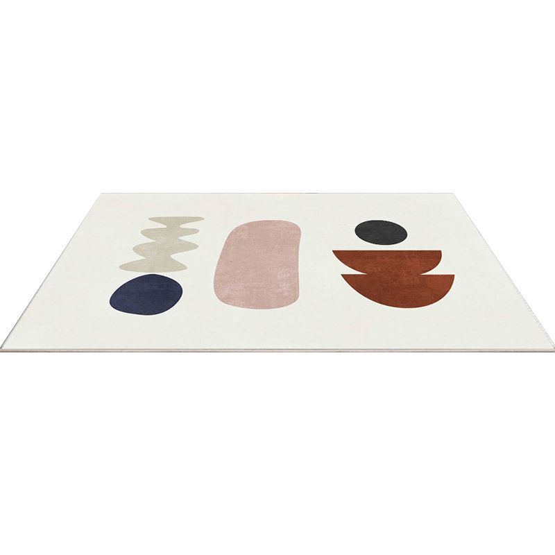 Casual Beige Rug Polyester Color Lump Rug Stain Resistant Rug for Living Room