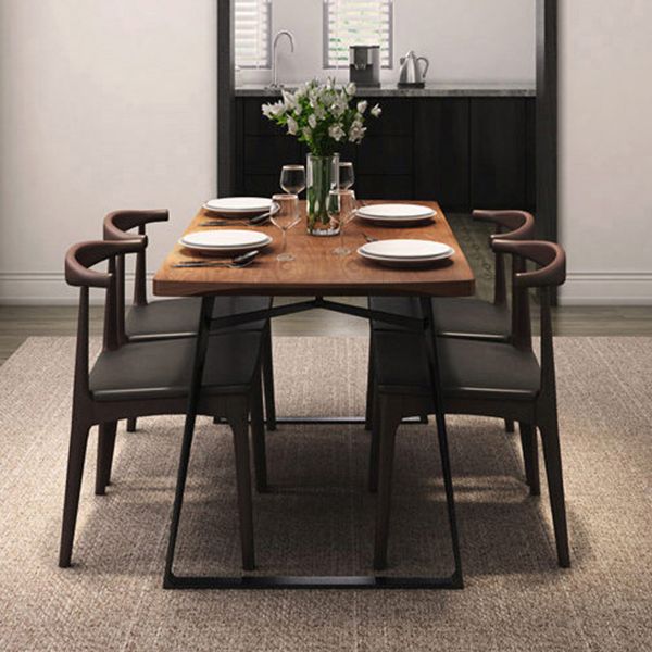 Rectangle Dining Table Pine Solid Wood Dining Table with Sled Base