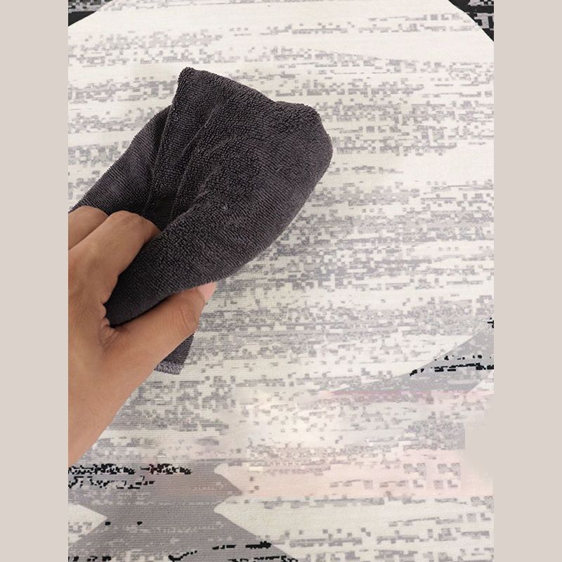 Fancy Color-Blocked Rug Grey Modern Area Carpet Polyester Non-Slip Backing Rug for Bedroom