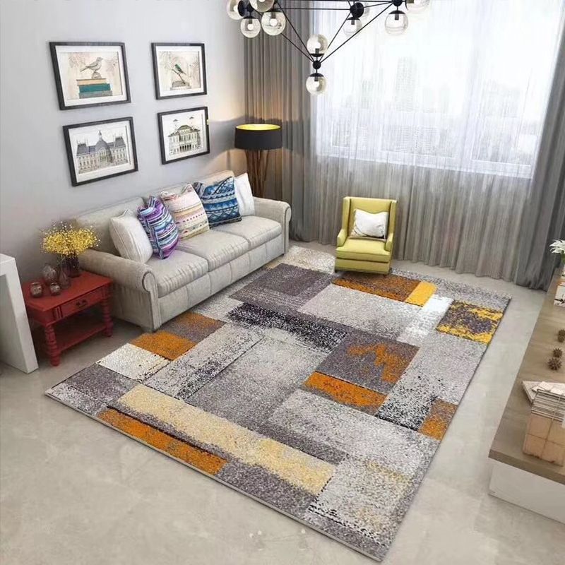 Trendy Living Room Rug Multi Colored Geometric Printed Area Rug Polypropylene Non-Slip Stain-Resistant Rug