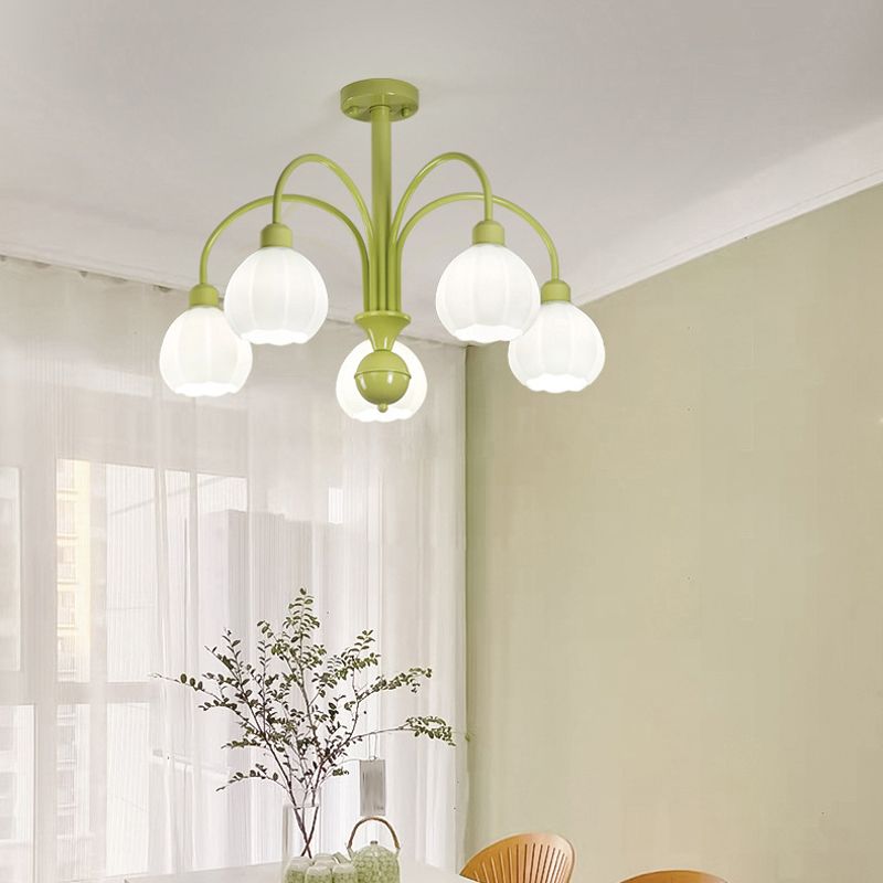Nordic Glass Ceiling Light Green Flush Mount Lighting Fixture for Bedroom