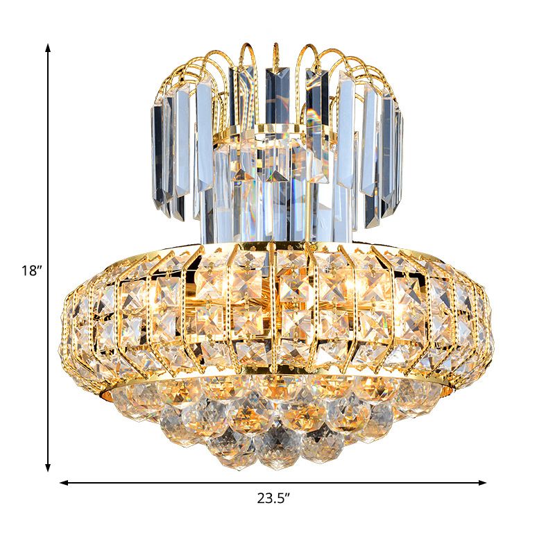 Mushroom Chandelier Light Modern Faceted Crystal 6 Lights Gold Hanging Ceiling Light for Lobby Bar