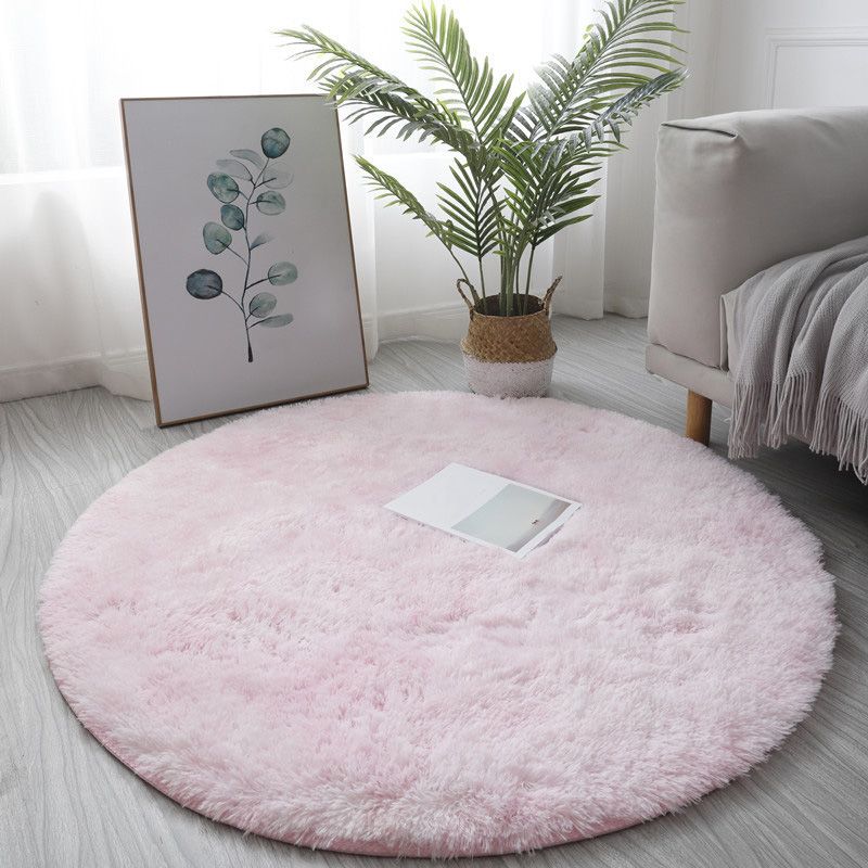 Round Plain Shag Rug Polyester Funky Carpet Pet Friendly Indoor Carpet for Home Decoration