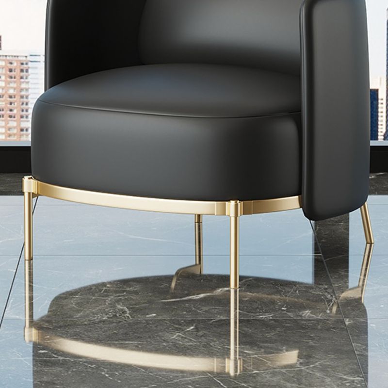 Leather Lounge Chair Square Arms Solid Color Side Chair with Golden Legs