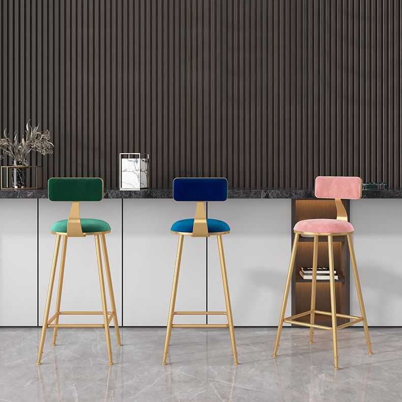 Glam Metal Upholstered Bar Stool Bristol Barstool with Low Back and Cushion
