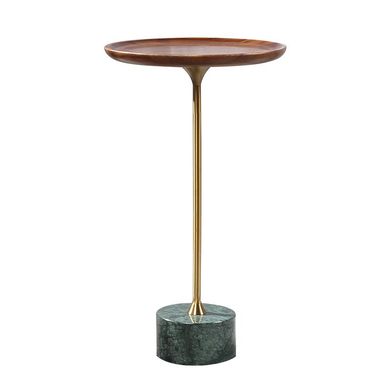 Pedestal Design Cocktail Table Brown Wood Top Marble Pedestal Coffee Table