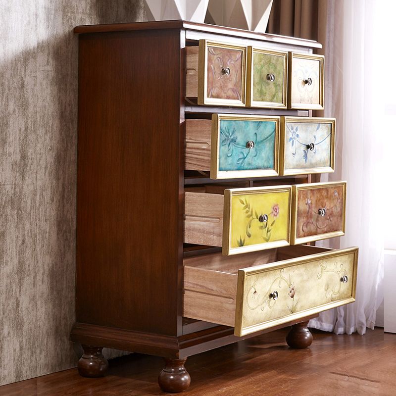 Mid-century Modern Wooden Chest Rectangle Accent Chest with 5-Drawer