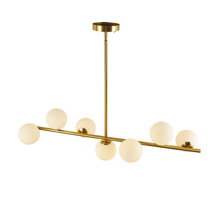 Linear Island Lighting Fixture Minimalism Glass Gold Island Chandelier for Dinning Room