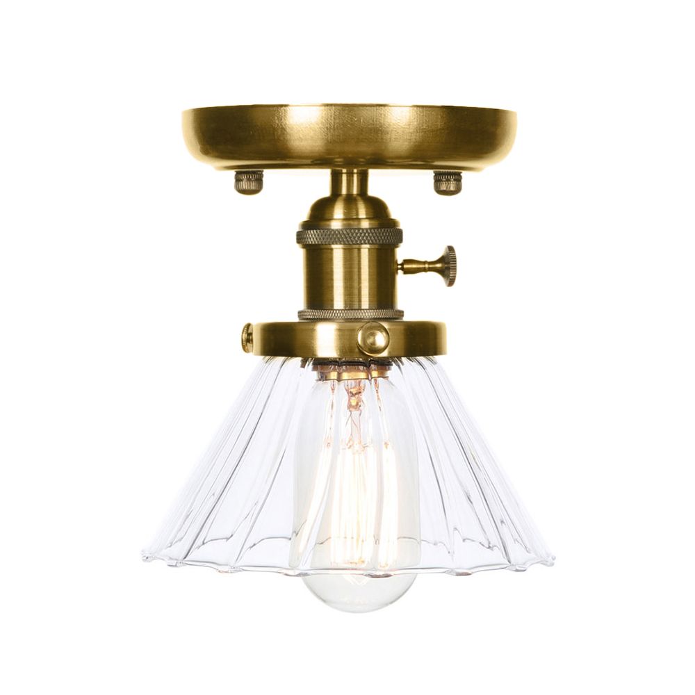 1 éclairage de plafond en verre clair léger / ambre
