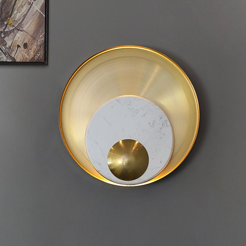 Modern Style Round Wall Sconce Lights Metal 1 Light Wall Mount Lighting