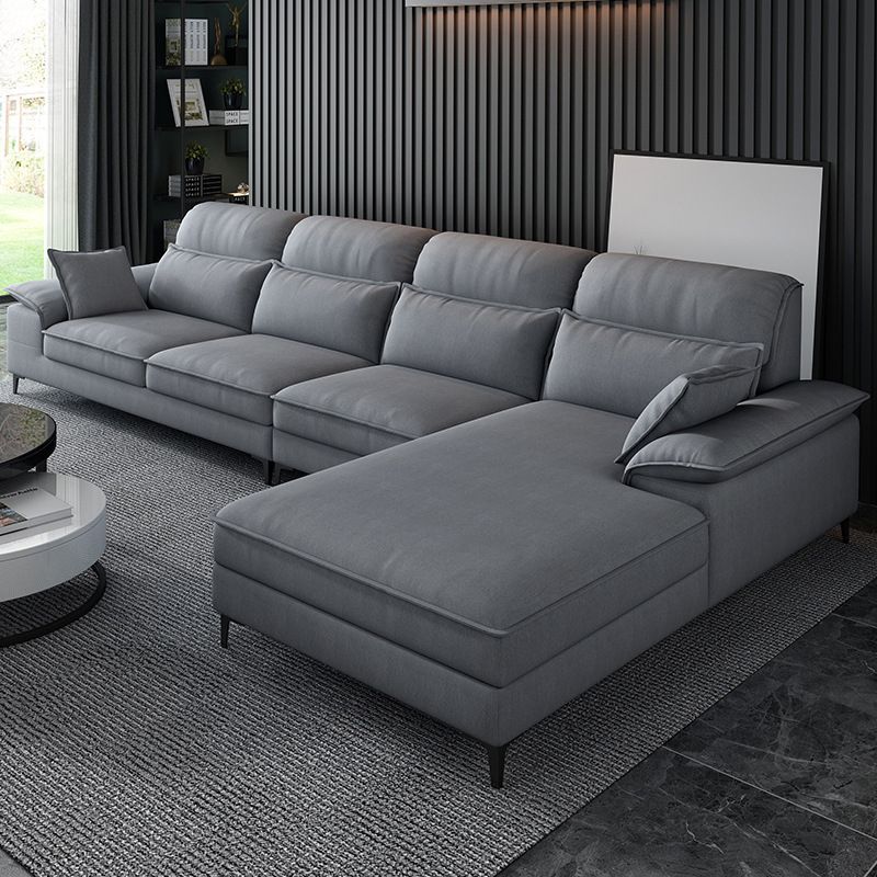 4-seat Modern Sectional 138.58" Wide Fabric Loose Back Sectional
