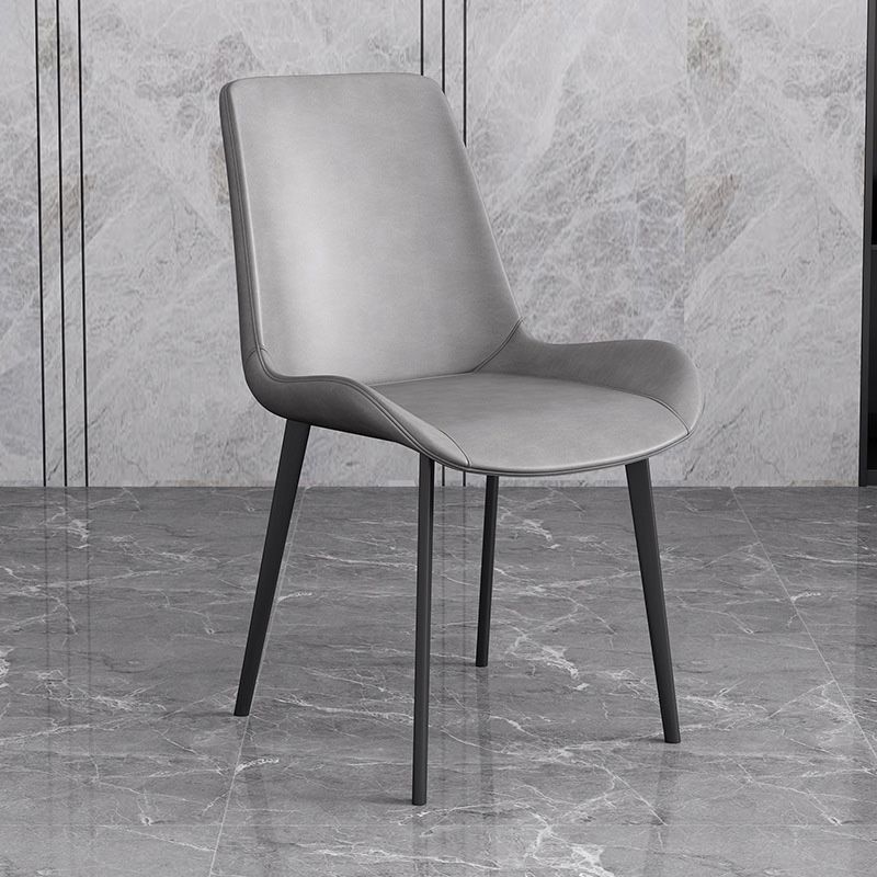 Contemporary Kitchen Dining Chairs Faux Leather Side Chairs with Black Legs