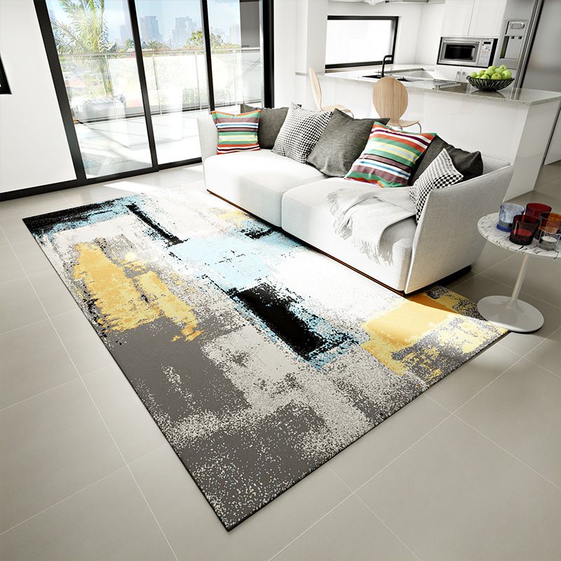Contemporary Rug Abstract Pattern Basic Area Rug Polyester Anti-Slip Rug for Living Room
