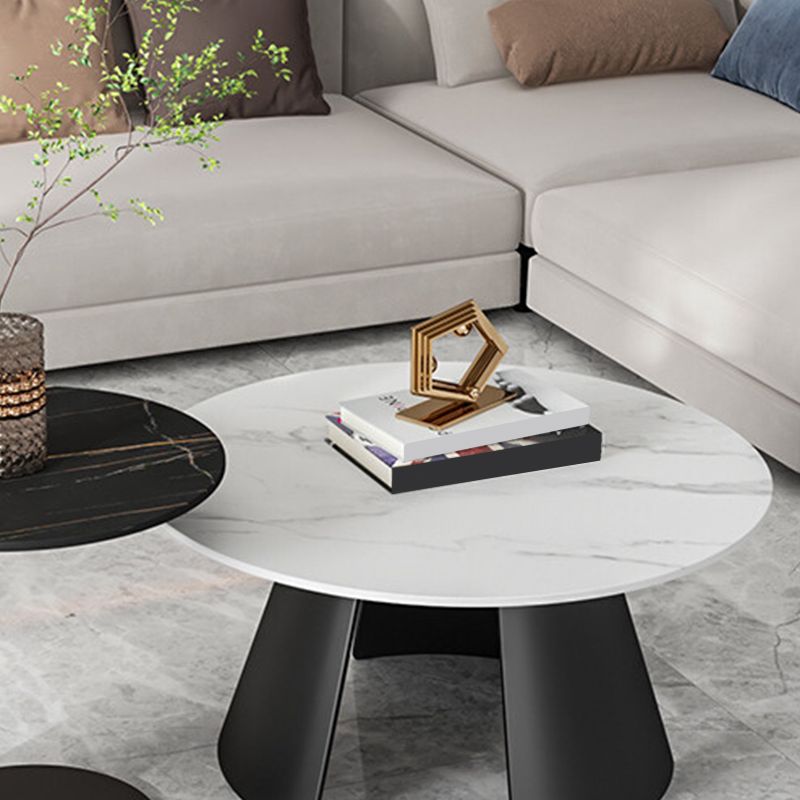 Modern Slate Coffee Table Round Bunching Coffee Table Sets for Living Room