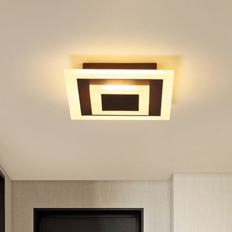 White/Coffee LED Corridor Flush Ceiling Lamp Simple Acrylic Round/Square Flushmount Lighting in Warm/White/Natural Light