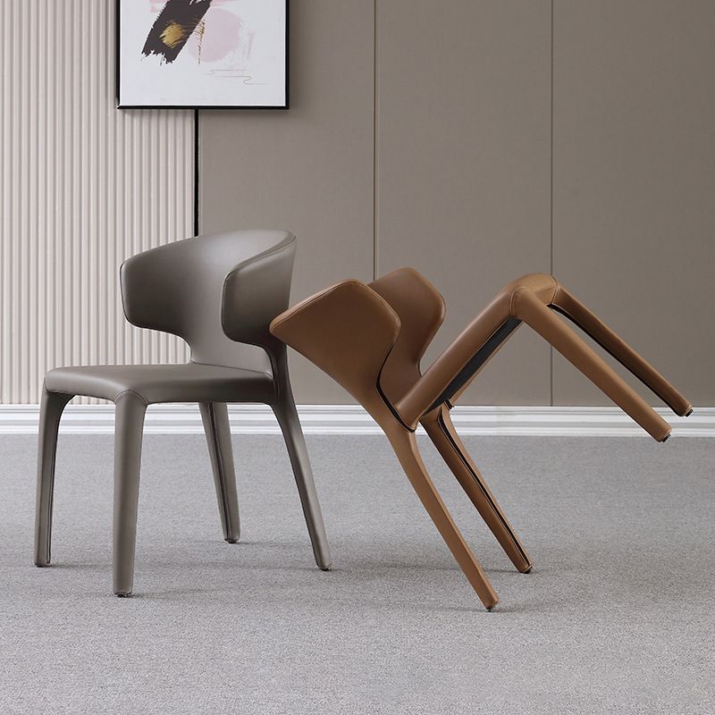 Designer Style Home Wingback Chair Leather Matte Finish Dining Chair