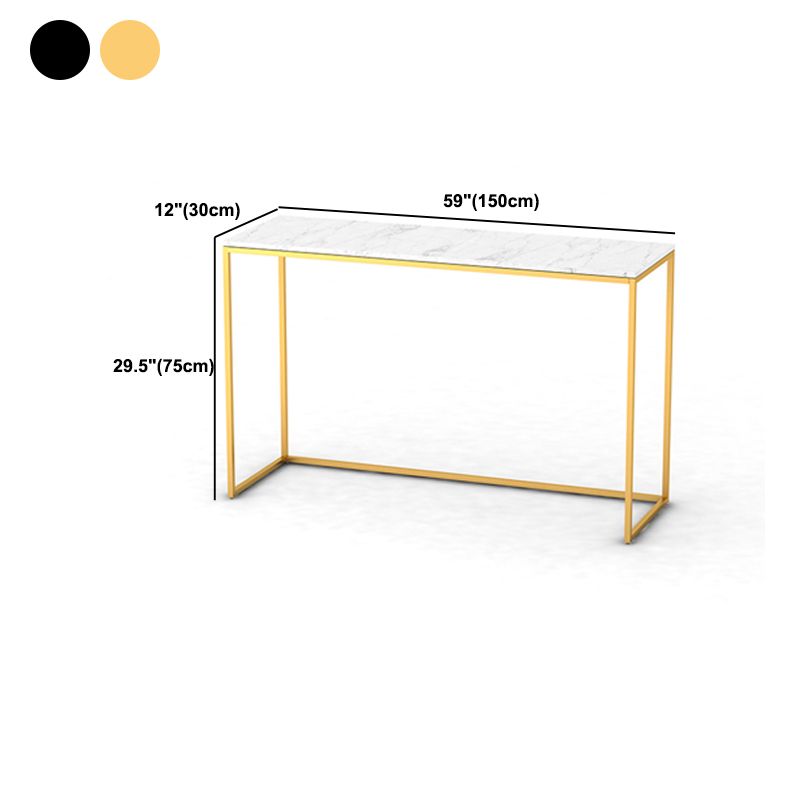 Glam Marble Rectangle Sofa Table Scratch Resistant Stain Resistant Accent Table