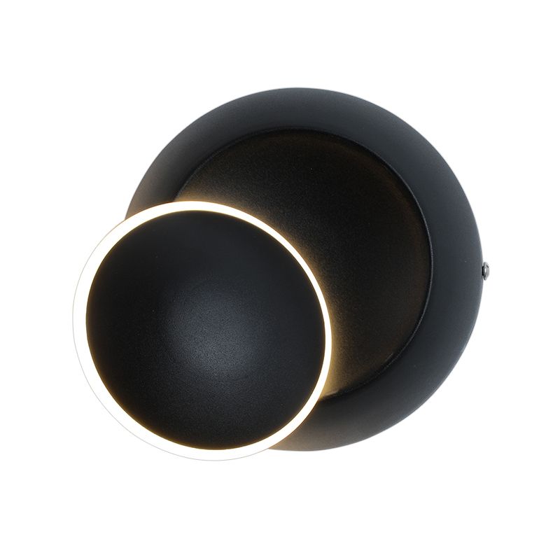 Black/White Rotating Ellipse Wall Lamp Modern Novelty Iron LED Surface Wall Sconce with Simulated Eclipse Design