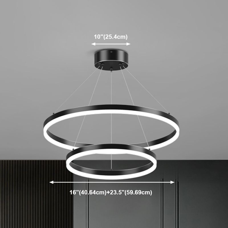 Contemporary Circle Shape Pendant Chandeliers Metal Pendant Lighting in Black