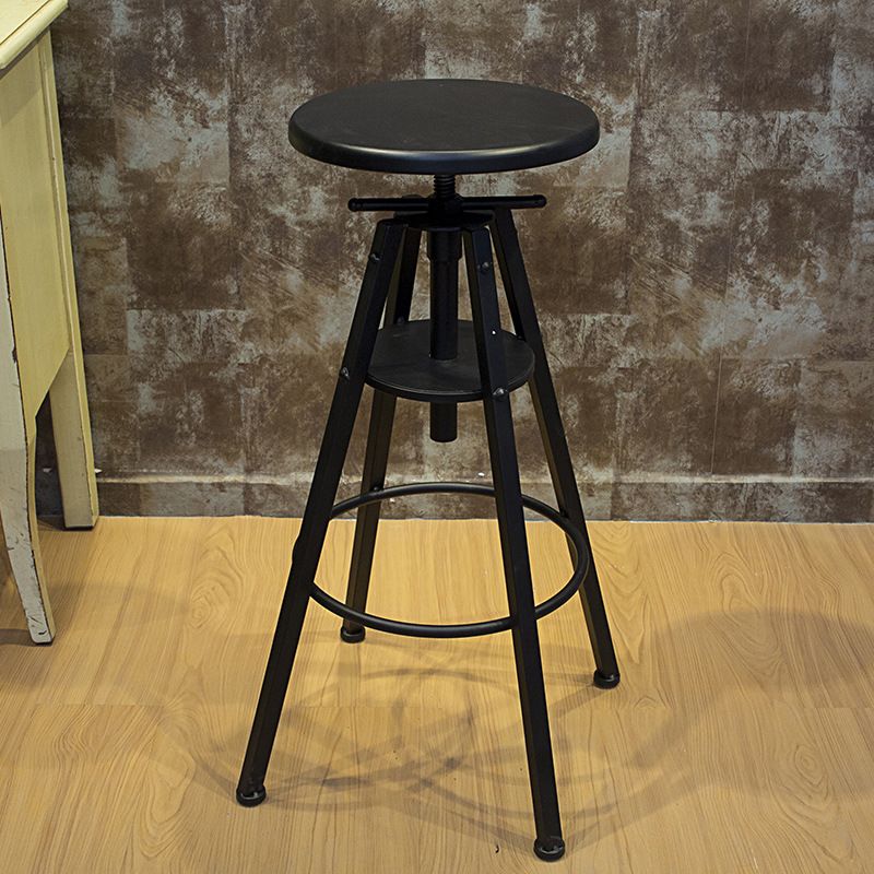 Height Adjustable Metal Barstools Industrial Style Backless Counter Stools Black