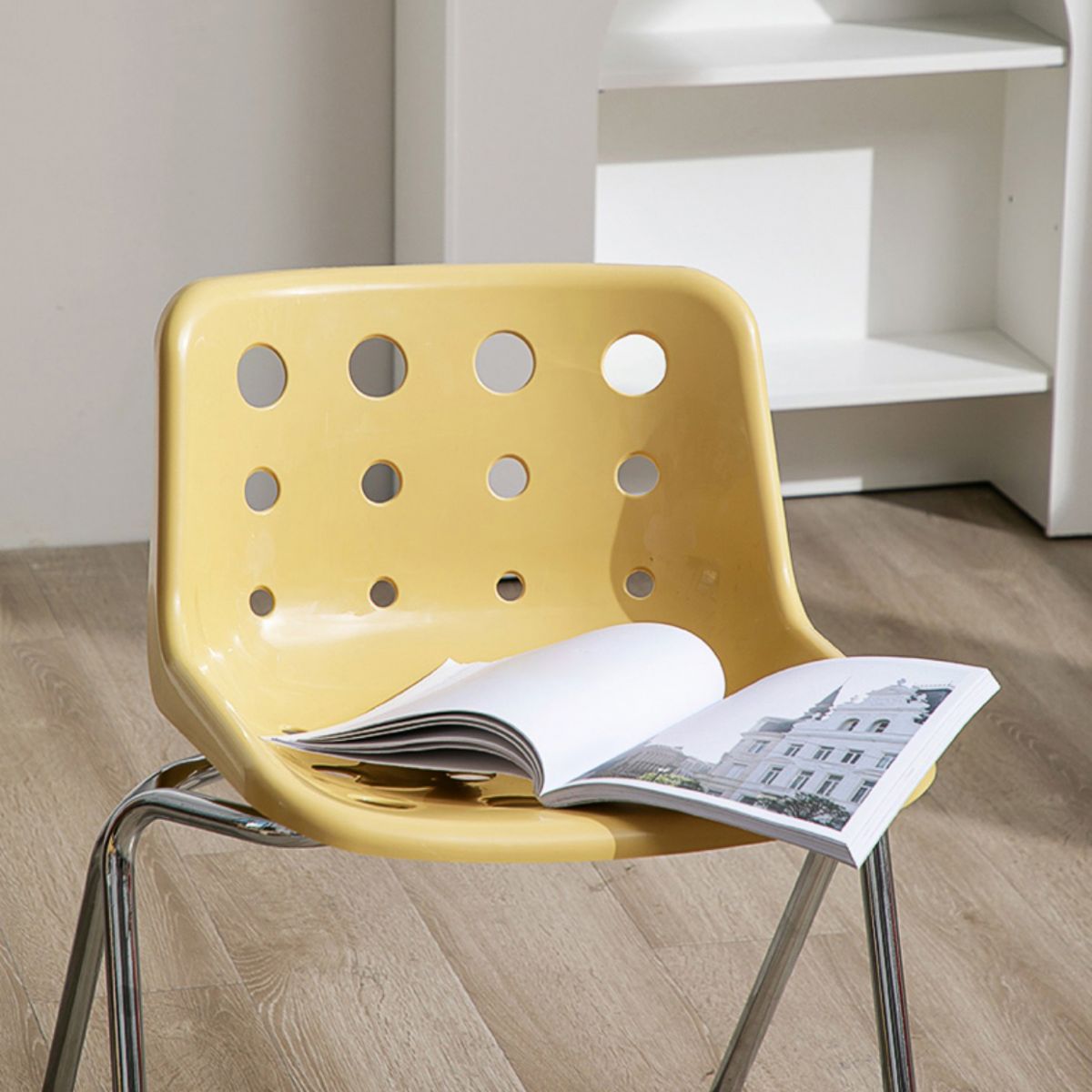 Modern Dining Room Plastic Silver Leg Parsons Armless Dining Chair