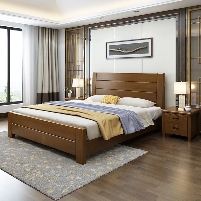 Traditional Pine Wood with HeadboardRectangular Panel Panel Bed