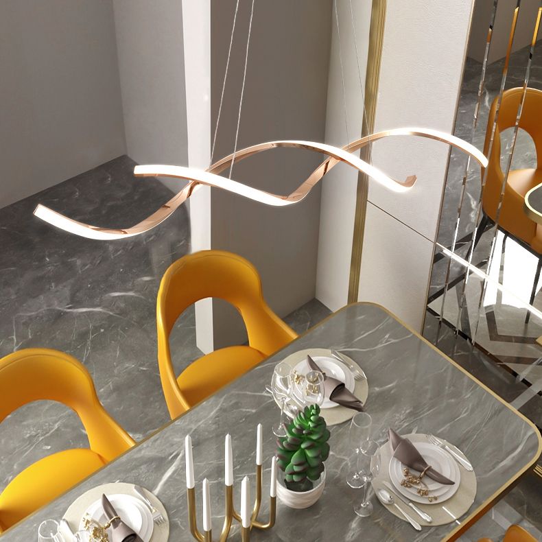 Minimalism Hanging Light Spiral LED Island Light Fixture for Dining Room