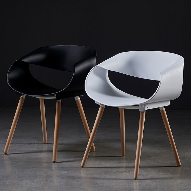 Chaises de salle à manger scandinaves sans accoudoirs avec pieds en bois (Ensemble de 2)