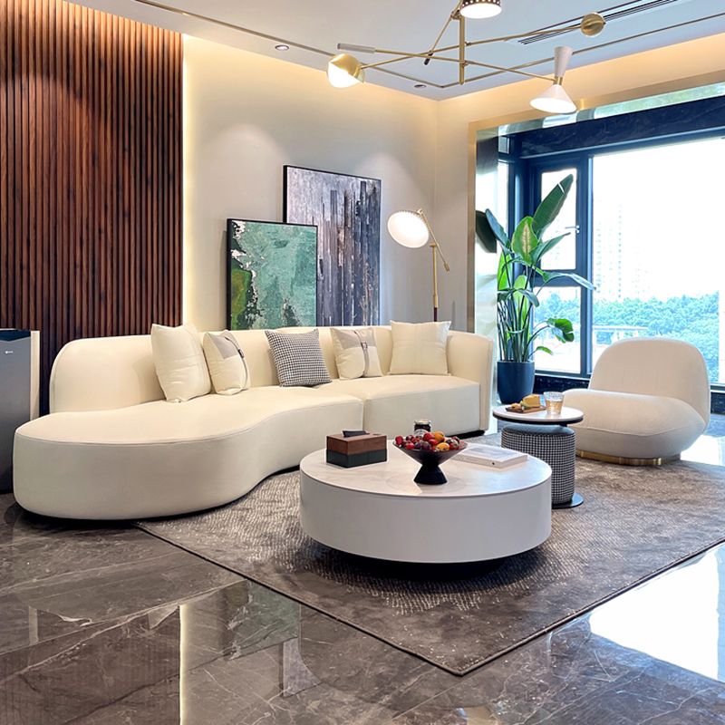 Stain-Resistant Modern Faux Leather Sofa/Sectional Pillowed Back Cushions