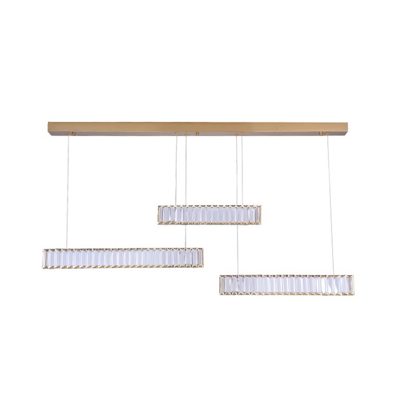 Contemporary Linear LED Ceiling Lamp Fixtures Crystal Island Pendant for Dinning Room
