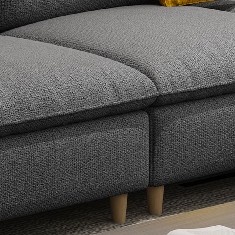 35.43" Tall Modern Linen Sectional Flared Arm Sectional for Living Room