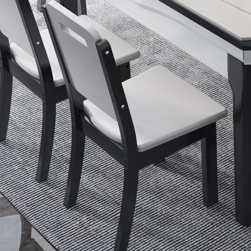 Glossy White Dining Table Set 1/7 Pieces Dinette Set with Chairs