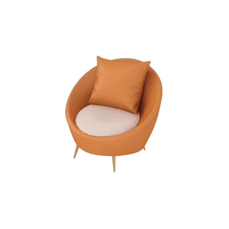 Faux Leather Curved Sofa with Slopped Arm for Living Room in Orange