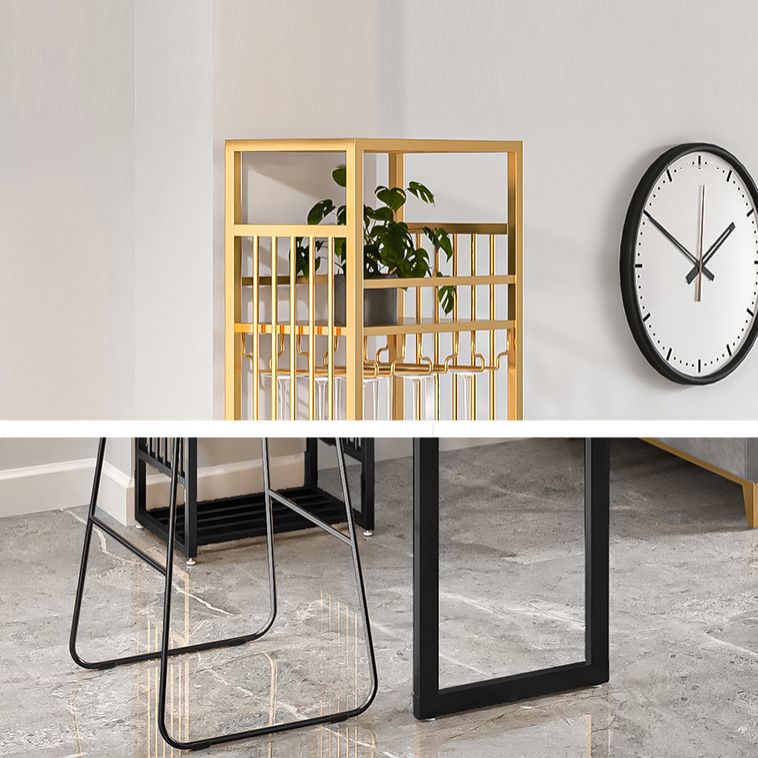 Glam Rectangle Bar Set 1/2 Pieces Self-Storing Leaf Pub Table with Upholstered Stool