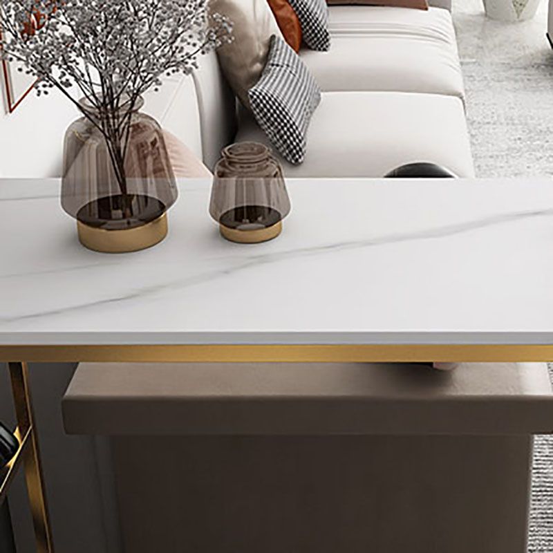 Stone Indoor Glam Bar Dining Table Iron Double Pedestal Bistro Table with Wine Rack