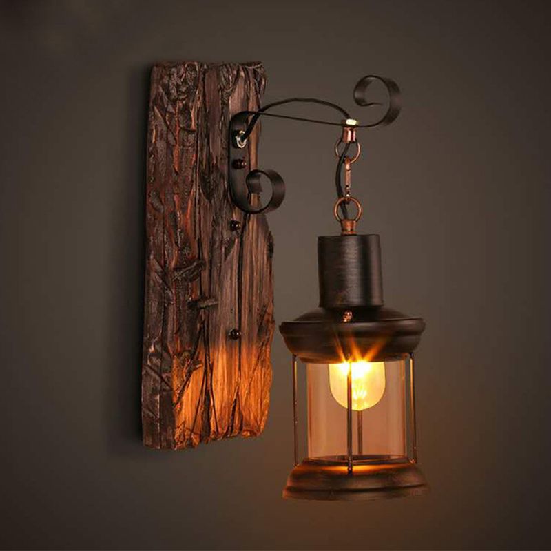 Loft Industrial Style Wall Mounted Light Wooden Wall Lighting Ideas for Corridor Restaurant