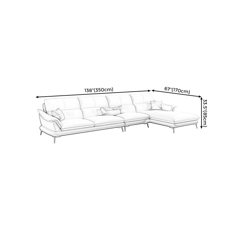 Genuine Leather Pillow Top Arm Sectionals 33.46"High Cushion Back Sofa