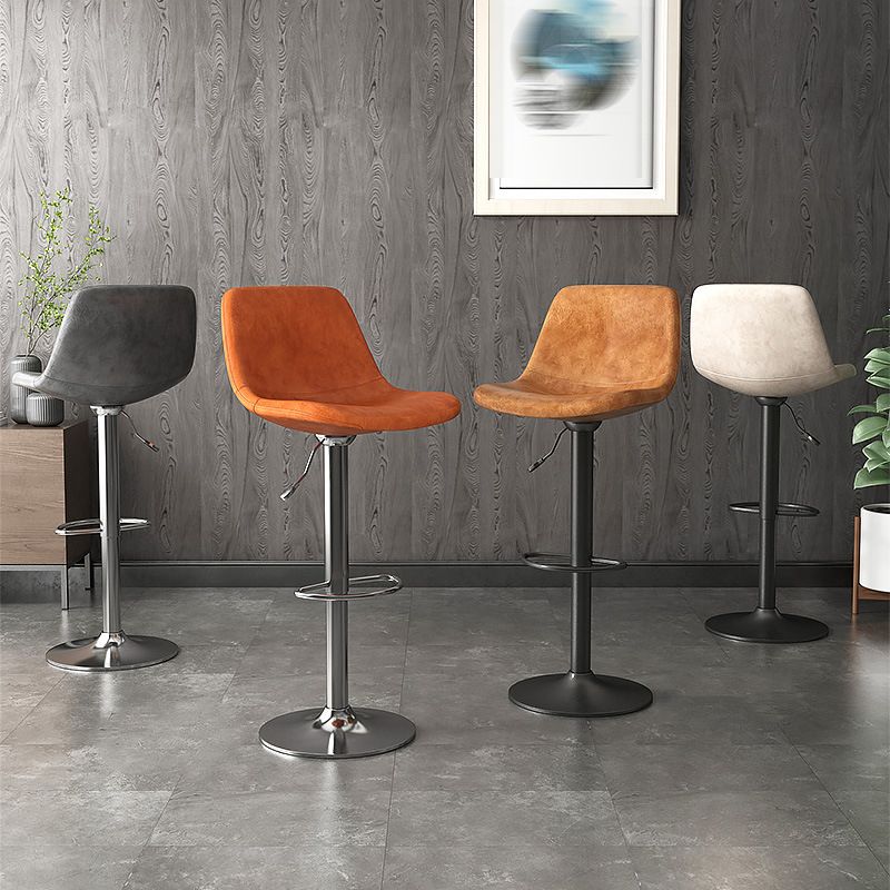 Home Footrest Adjustable Height Stool Contemporary Leather Barstool