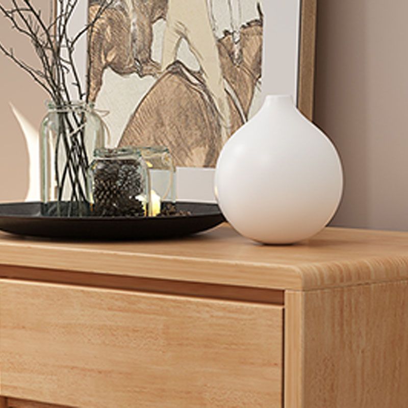 31.5" Tall Wood Cabinet Mid Century Modern 1 - Door Cabinet with 4 Drawers