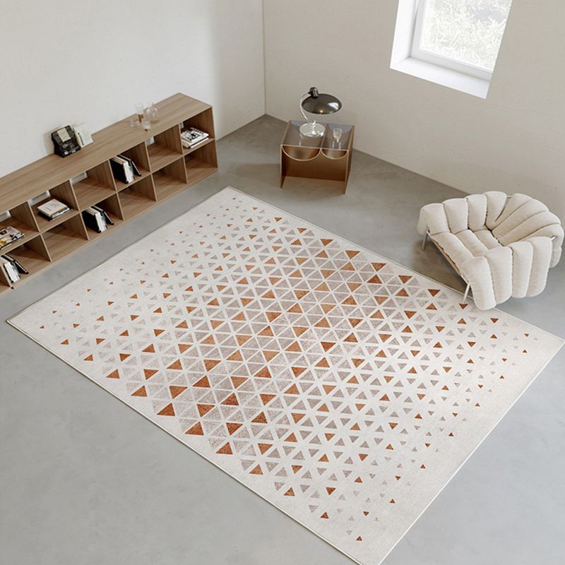White Modern Rug Graphic Polyester Area Rug Washable Rug for Home Decor