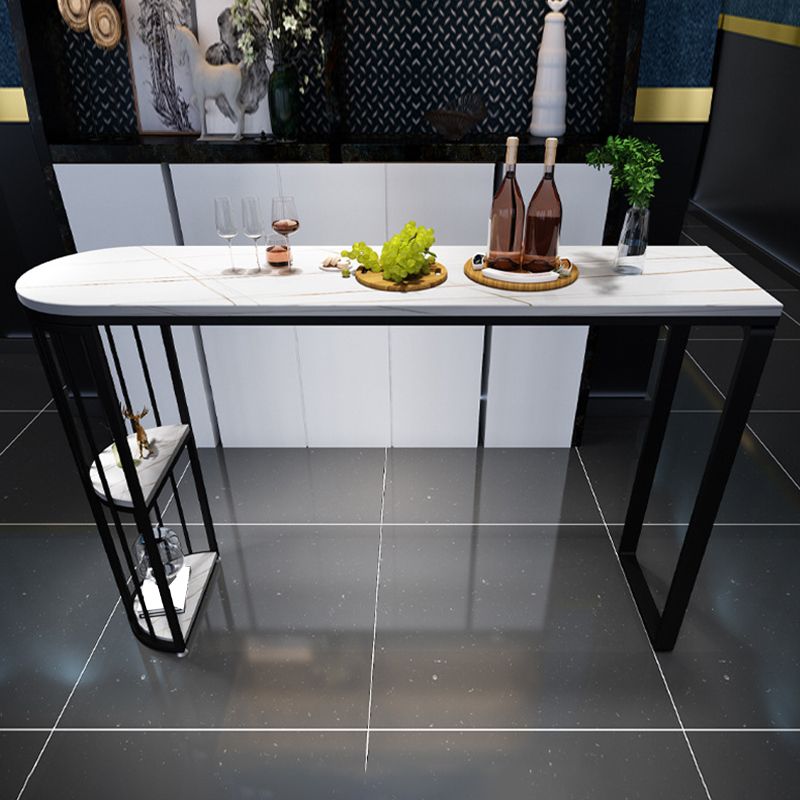 Modern White Sintered Stone Table Metal Base Table for Kitchen Living Room