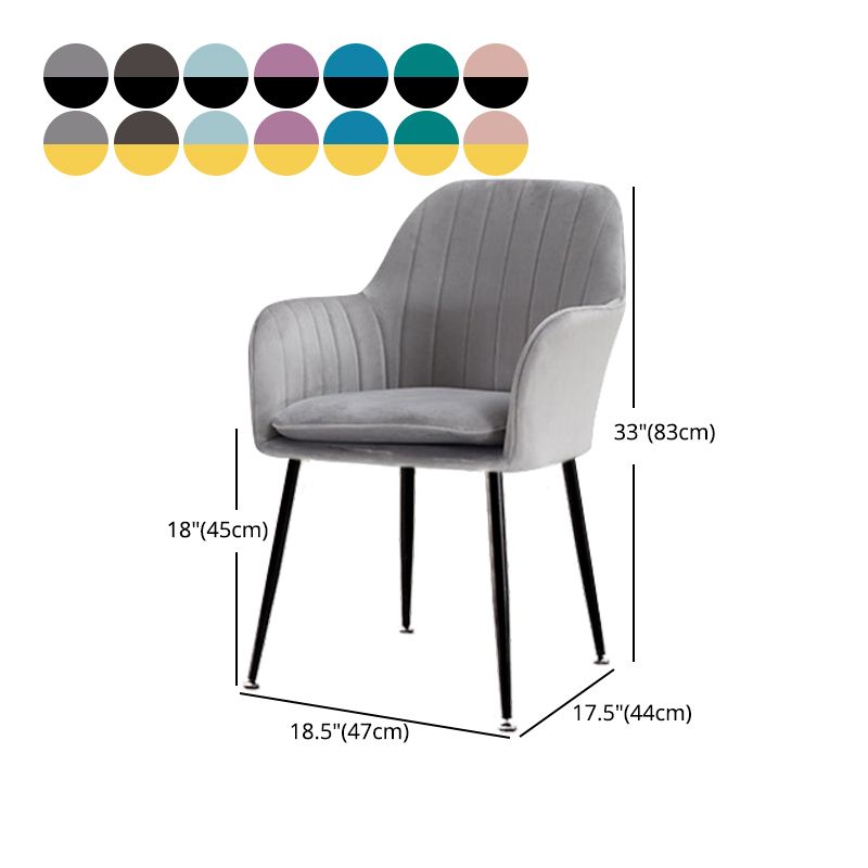 Nordic Glam Style Dining Chair Arm Side Chair with Metal Legs