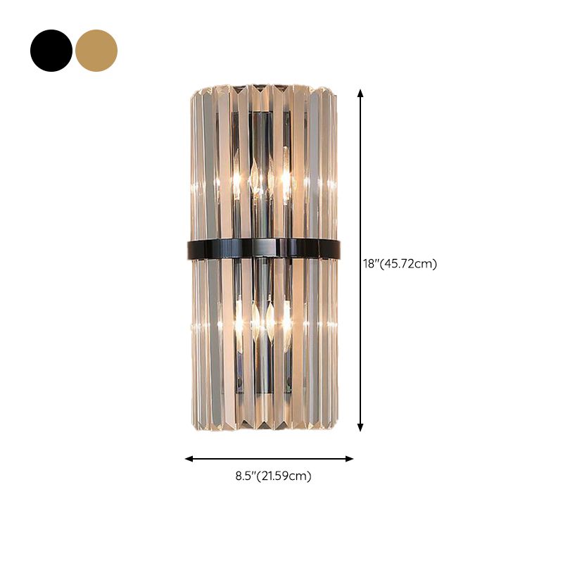 Crystal Half Cylinder Shape Wall Lighting Modern Style 2 Lights Wall Light Sconce