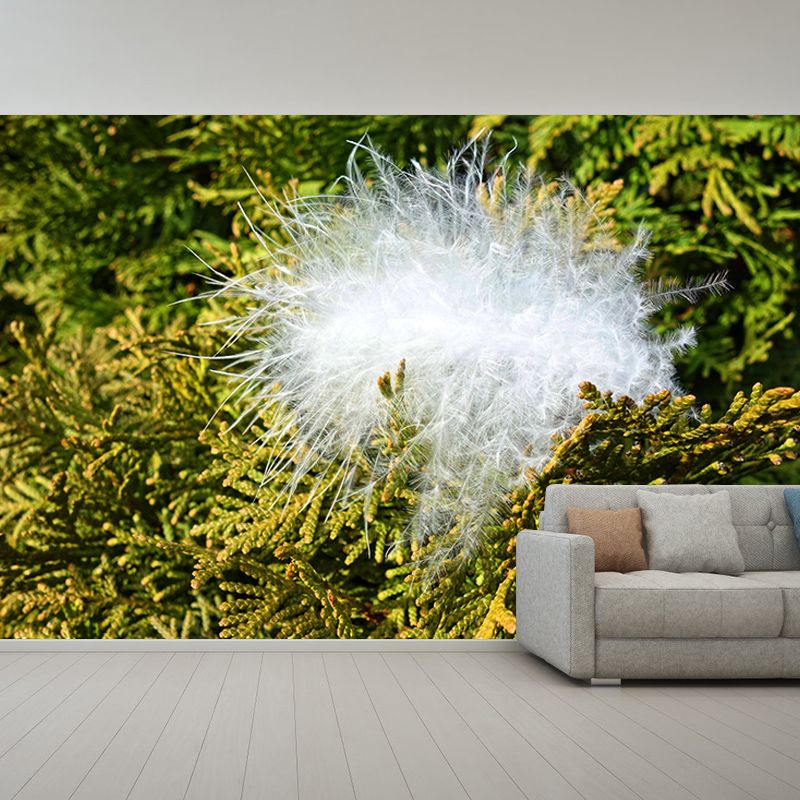 Light Bird Feather Wall Mural Modern Style Mildew Resistant for Living Room